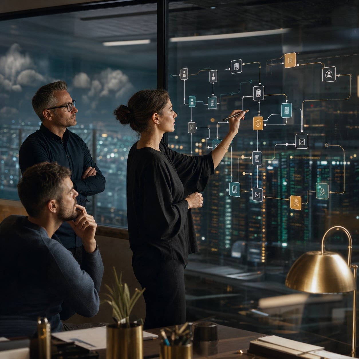 AGI race business team reviewing practical AI workflow decisions